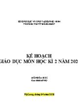 Kế hoạch giáo dục học kỳ II môn Hóa học Lớp 10 năm 2020 - Trường THPT Thống Nhất
